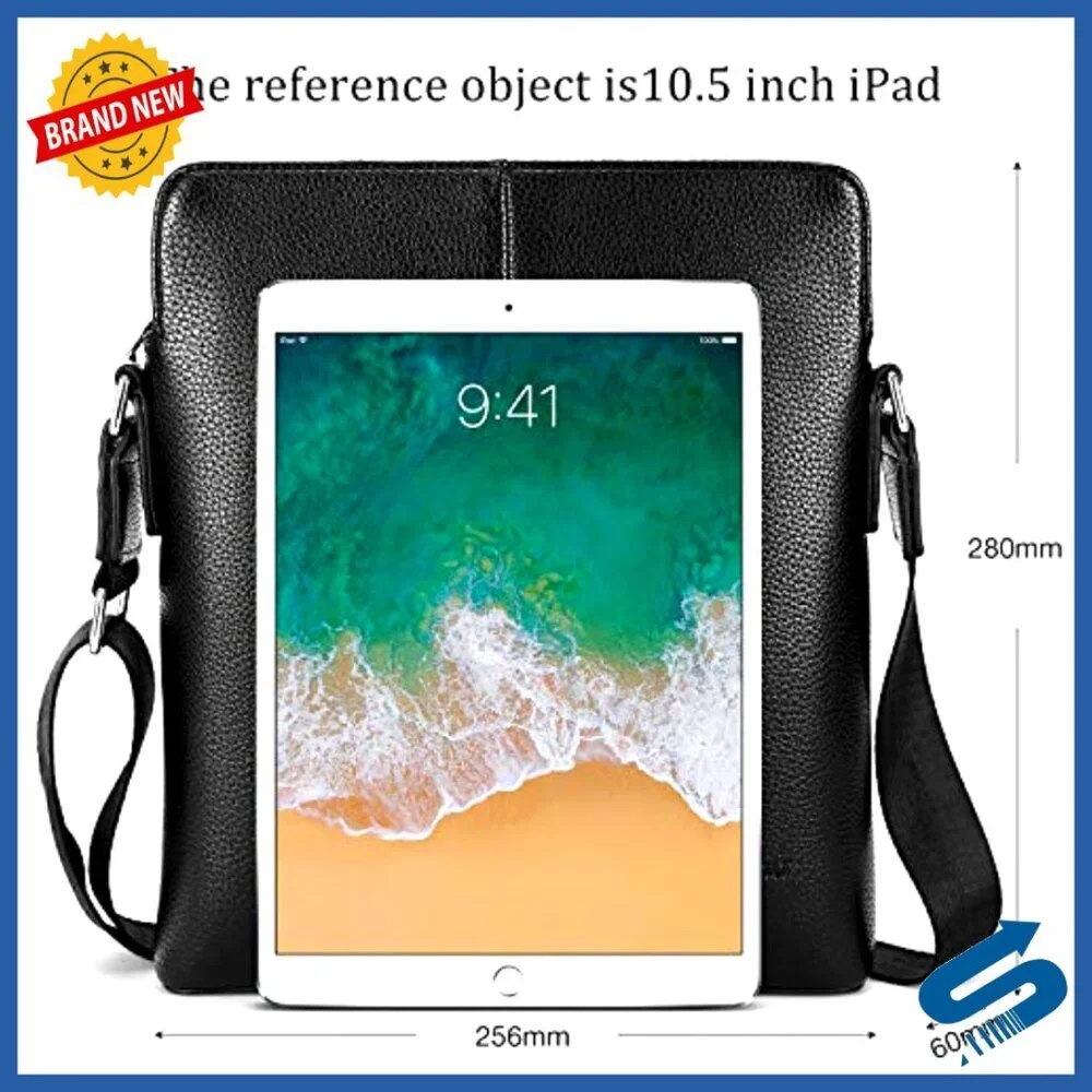 Leather Messenger Bag for Men with Adjustable Strap, Large Capacity for iPad